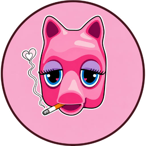 Rosa my little pony-huvud med cigg i munnen,